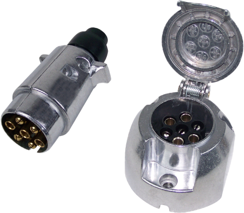 7-poliger Autostecker mit Metallgehäuse & Steckdose 7polig, Metall 7-poliger Autostecker mit Metallgehäuse & Steckdose 7polig, Metall