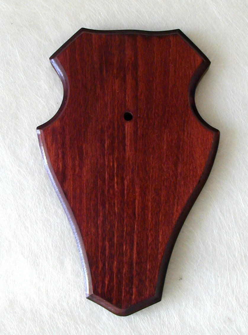 Gehörnbrett für den Bock, massives Hartholz, Größe ca. 19x12 cm, handgefertigt, Farbe dunkel.