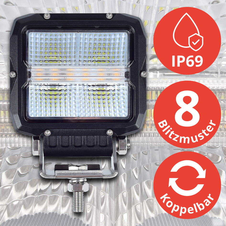 3-in-1 LED Work Light 60 W / 5,000 lm with R65 Warning Light and R148 Position Light