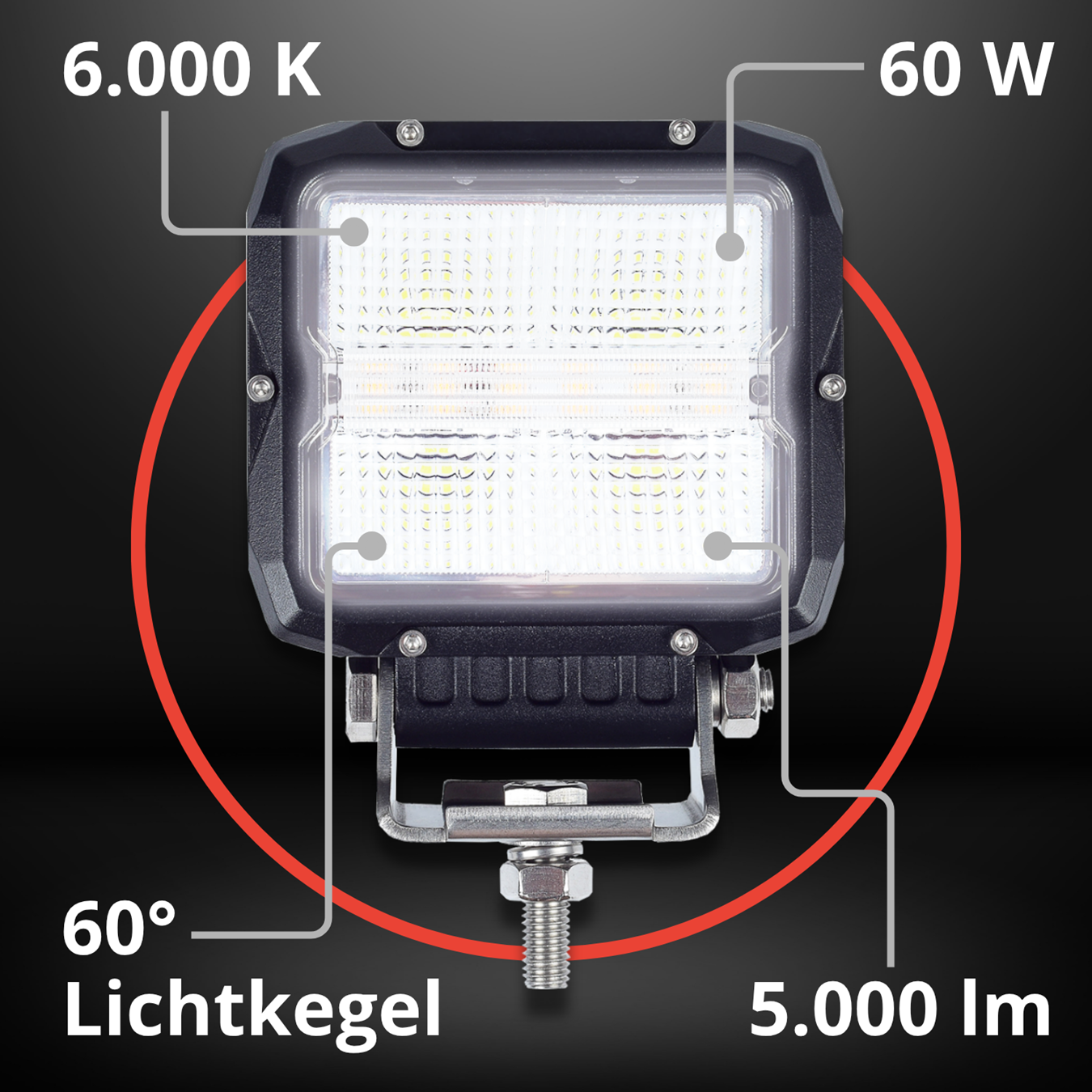 3-in-1 LED Work Light 60 W / 5,000 lm with R65 Warning Light and R148 Position Light