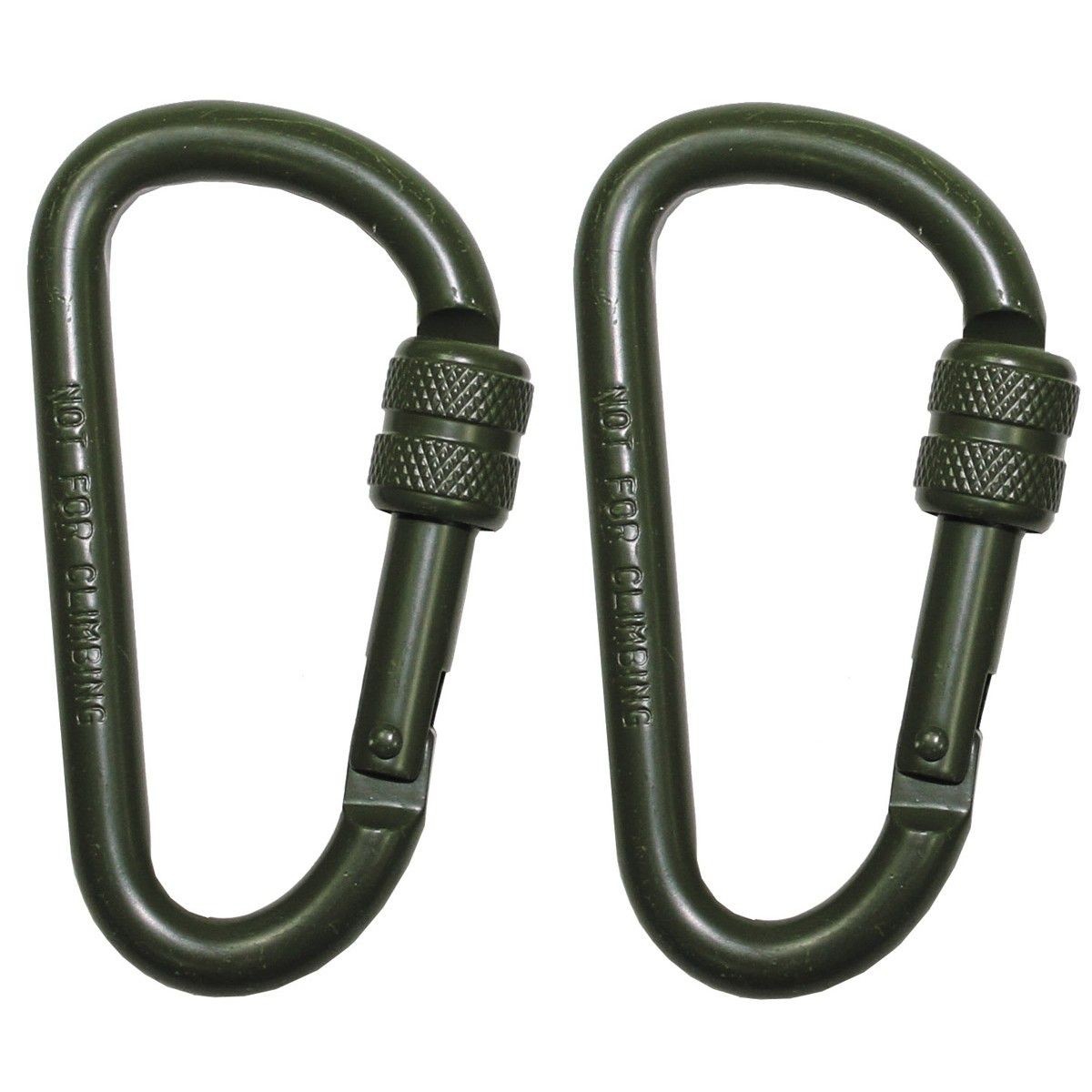 Carabiner, screw cap, D 8mmx8cm, 2-er pack, olive