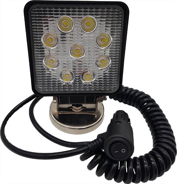 LED Arbeitsscheinwerfer eckig 9x3 W, 2160 Lumen, Magnetfuß LED Arbeitsscheinwerfer eckig 9x3 W, 2160 Lumen, Magnetfuß