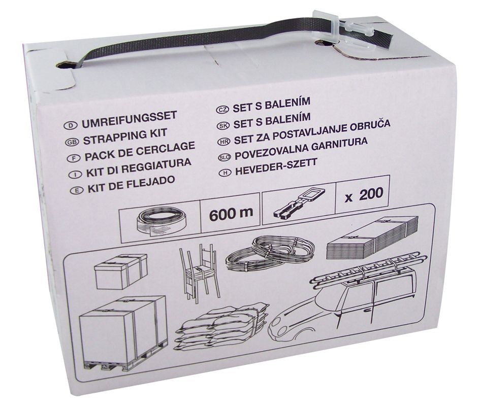 UMREIFUNGSSET (600 m PP-Umreifungsband + 200 Kunststoffklammern)