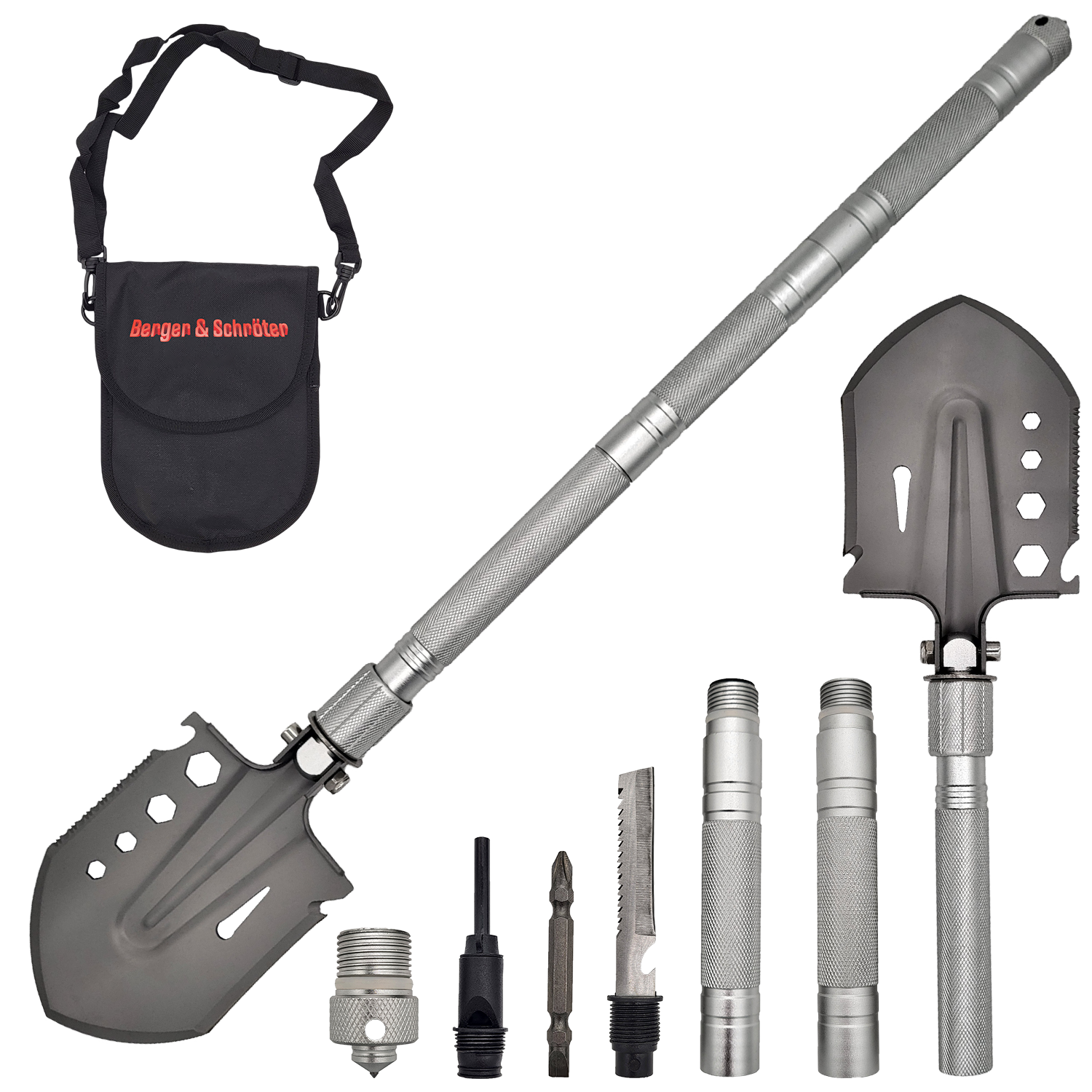 Folding spade, outdoor shovel, multifunctional spade long